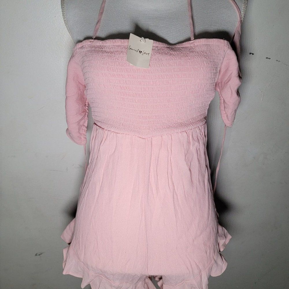 Victoria's Secret Womens Pink Tie Up Off The Shoulder One Piece Romper Size XS